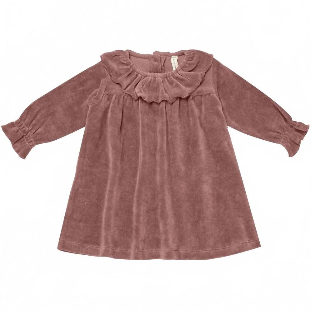 NEW QUINCY MAE girl's velour baby dress in fig